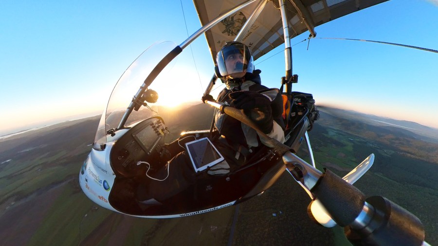 Amellia Formby flying her aircraft